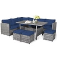 thumbnail image 4 of Costway 7 PCS Patio Rattan Dining Set Sectional Sofa Couch Ottoman Navy, 4 of 10