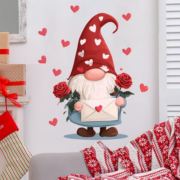 Tyidzon Valentines Day Stickers Dwarf Patterns Stickers Suit For Shop Doors And Windows Valentines Day Atmospheres Decoration