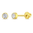 thumbnail image 1 of Or Jaune 14k Clous Ronds en Diamant Simulé 3 mm avec Fermoirs Vissés pour Bébés Filles, 1 of 7