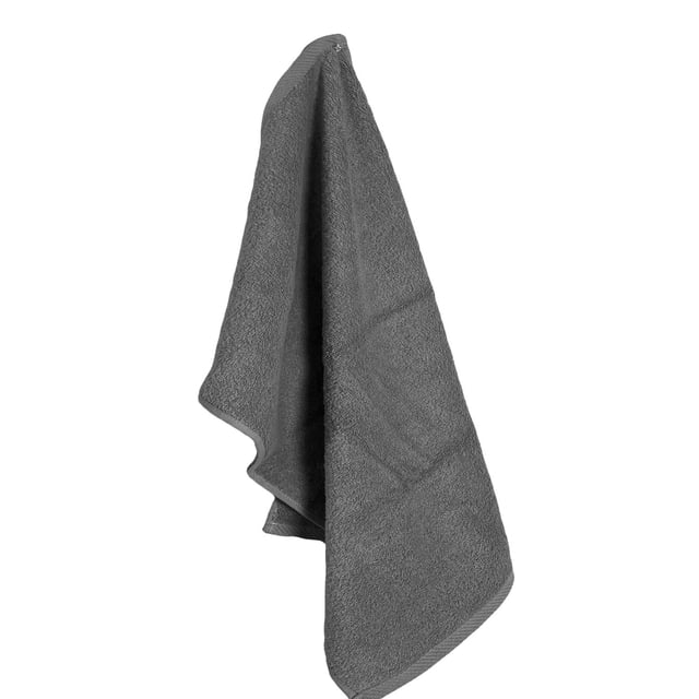 Swift Home Super Soft 100% Cotton Solid Towel in dark grey hanging, showing its plush cotton texture and absorbent fabric, ideal as a hand towel or bathroom accessory for daily use.