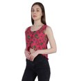 thumbnail image 3 of Moomaya Crop Top à Franges Imprimé pour Femmes, Blouse d'Été Sans Manches à Boutons, 3 of 7