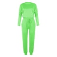 thumbnail image 4 of Mrat Spring Outfits for Women 2023 2 Piece Jogging Sets Solid Polyester Long Sleeve Sweatsuits Sets Two Piece Track Suits Drawstring High Waist Pants Set Comfy Outfits N-Green L, 4 of 5