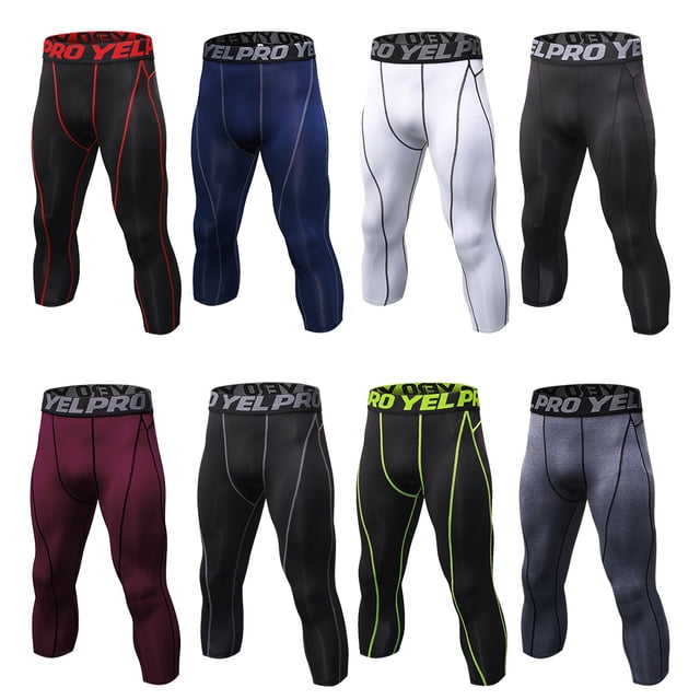Graflsoa Men's 2-Pack Performance Training Leggings - Quick-Dry, Breathable, Stretchable Workout Pants with Patchwork Design for Gym, Running, and Daily Wear (EU: XL, Black-Grey + Grey)