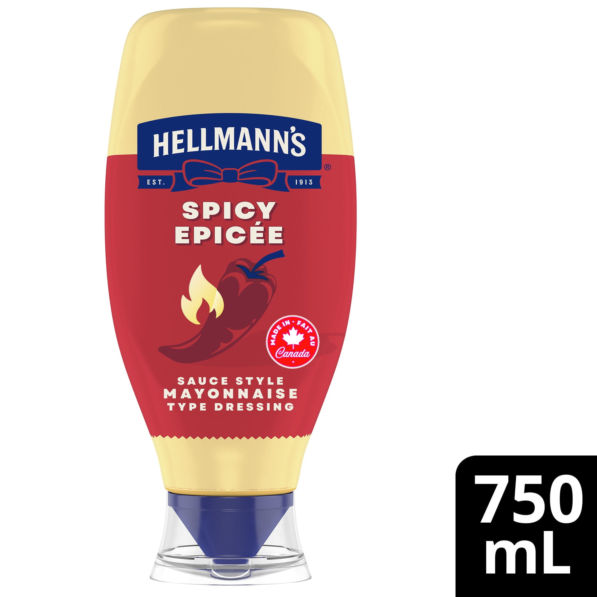 Hellmann’s Spicy Mayonnaise Dressing, Made with Real Chili Peppers, Gluten‑Free, Squeeze Bottle, 750 ml