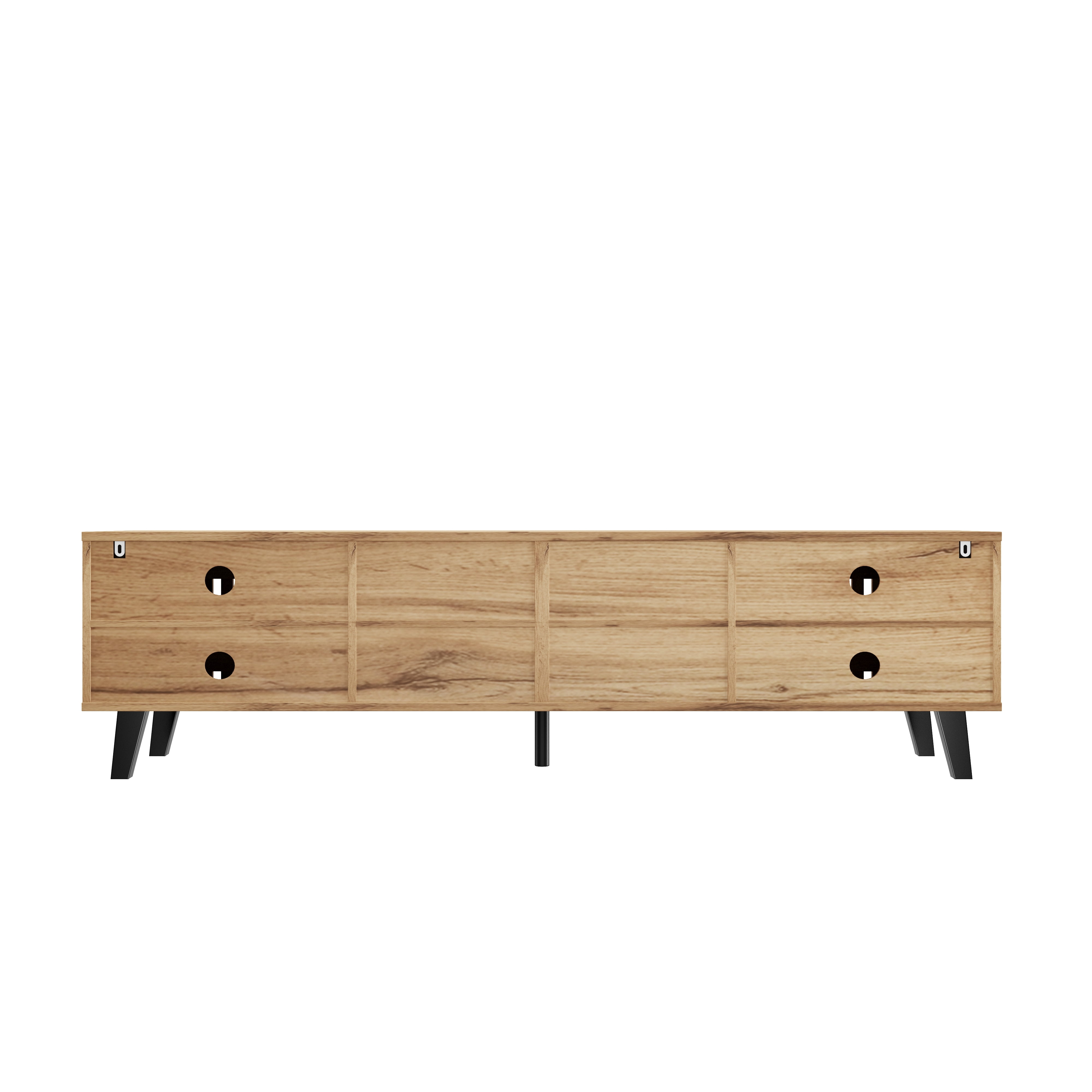 Homy Casa 65" Fluted Mid-Century TV Stand with 4 Doors and 8 Shelves for 32–65" TVs, Natural Wood