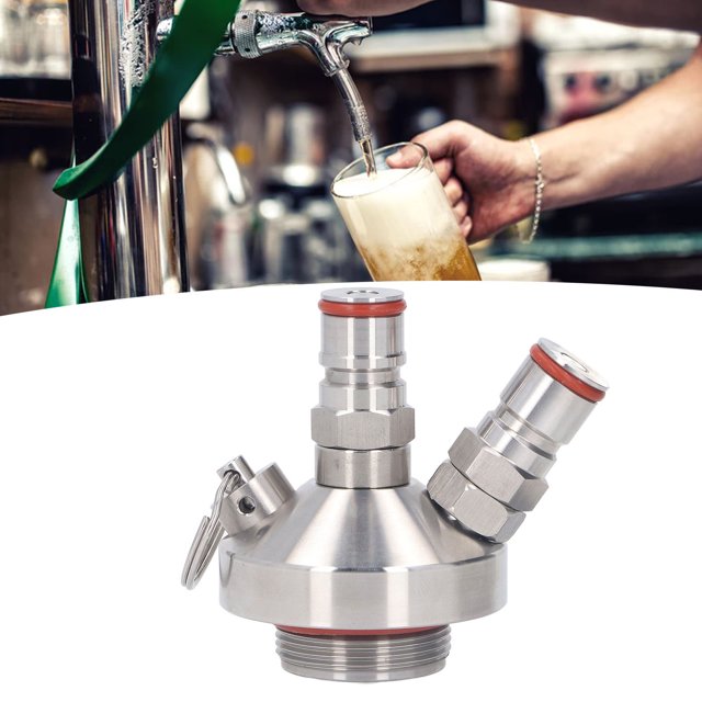 Beer Keg Growler Spear, Double Ball Lock Mini Keg Dispenser Leakproof Inner Threaded Caps 60psi Pressure for Homebrew