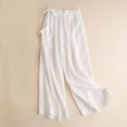 thumbnail image 1 of Mefallenssiah Women'S Spring Summer Solid Color Leisure Retro Drawstring Side Frenulum High Waist Broad Leg Pants Plus Size Pants, 1 of 6