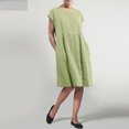 thumbnail image 2 of Birdeem Robe Longue Maxi Sans Manches à Col Rond pour Femmes, en Lin, Ample et Grand, Style Caftan, avec Poches, 2 of 8
