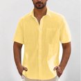 thumbnail image 2 of Admvng Chemises en Lin pour Hommes Décontractées Unies à Col Rabattu Chemise Boutonnée Manches Courtes P-2TG, 2 of 6