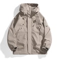 thumbnail image 1 of RKSTN Jackets for Men Fall Fashion Stitching Drawstring Hooded Slim Fashion Jacket Coat Outwear Mens Coats, 1 of 4