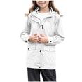 thumbnail image 1 of Imperméable pour Enfants Filles Léger à Fermeture Éclair Complète, Veste de Pluie à Boutons, Coupe-Vent Imperméable Style Preppy pour la Randonnée, 1 of 8