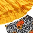 thumbnail image 4 of Kids Tracksuit Flared Sleeve Blouse + Pumpkin Print Pants + Hairband Set, 4 of 8