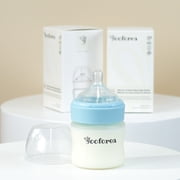 Yooforea Silicone Coated Glass Baby Bottle, 0M+ Slow Flow Nipple I Anti-Colic, Wide Neck, Stable Base I Medical-Grade Silicone Coating Shatter Protection, BPA BPS PVC Free (90 ML/3OZ-Fog)