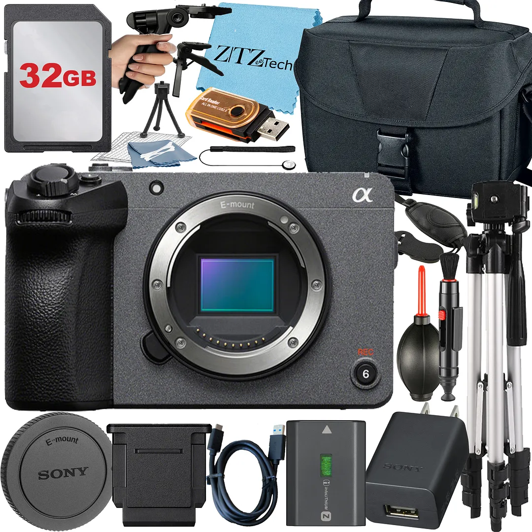 Sony FX30 Digital Cinema Camera + 32GB Memory Card + Case + Tripod + ZeeTech Cloth