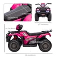 thumbnail image 3 of Aosom VTT 4 Roues 12 V pour Enfants avec Musique, Lumières DEL, Pneus à Bande de Roulement, Rose, 3 of 10
