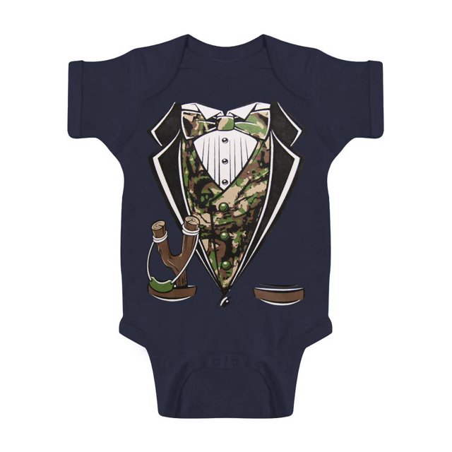 Toddlers Camo Tuxedo Bodysuit - Navy - 6 Months
