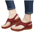 thumbnail image 3 of Ketyyh-chn99 Sandales d'Été Chaussures pour Femmes Sandales à Enfiler pour Femmes Mousse à Mémoire Wedge Pantoufles Tongs pour Femmes Sandales pour Femmes (Rouge, 9.5-10), 3 of 5