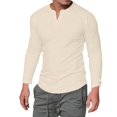 thumbnail image 1 of Men Long Sleeves  Neck Solid Button Pullover Casual Men T Shirt Men Blouse, 1 of 6