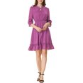 thumbnail image 2 of INSPIRE CHIC Women's Layered Ruffle Hem 3/4 Sleeves Smocked Chiffon A-Line Dress S Grape Purple, 2 of 8