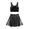 thumbnail image 4 of YONGHS Women's Alien Set Cheer Leader Outfit Metallic Crop Tank Top with Ruffle Skirt Hair Hoop Black S, 4 of 7