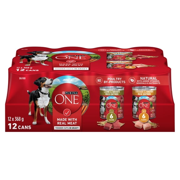 Purina ONE SmartBlend Assortiment de Tendres Morceaux dans la Sauce, Nourriture Humide pour Chiens Lot de 12 x 368 Grammes dans Chaque Conserve