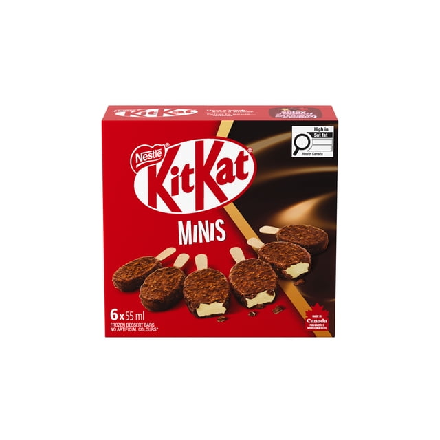 KITKAT Frozen Dessert Mini Bars, Milk Chocolatey Shell With Crushed Wafer Pieces, 6 x 55 ml