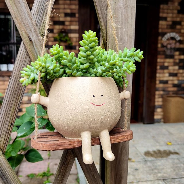 Pot de Jardinière Suspendu avec Corde pour Jardin