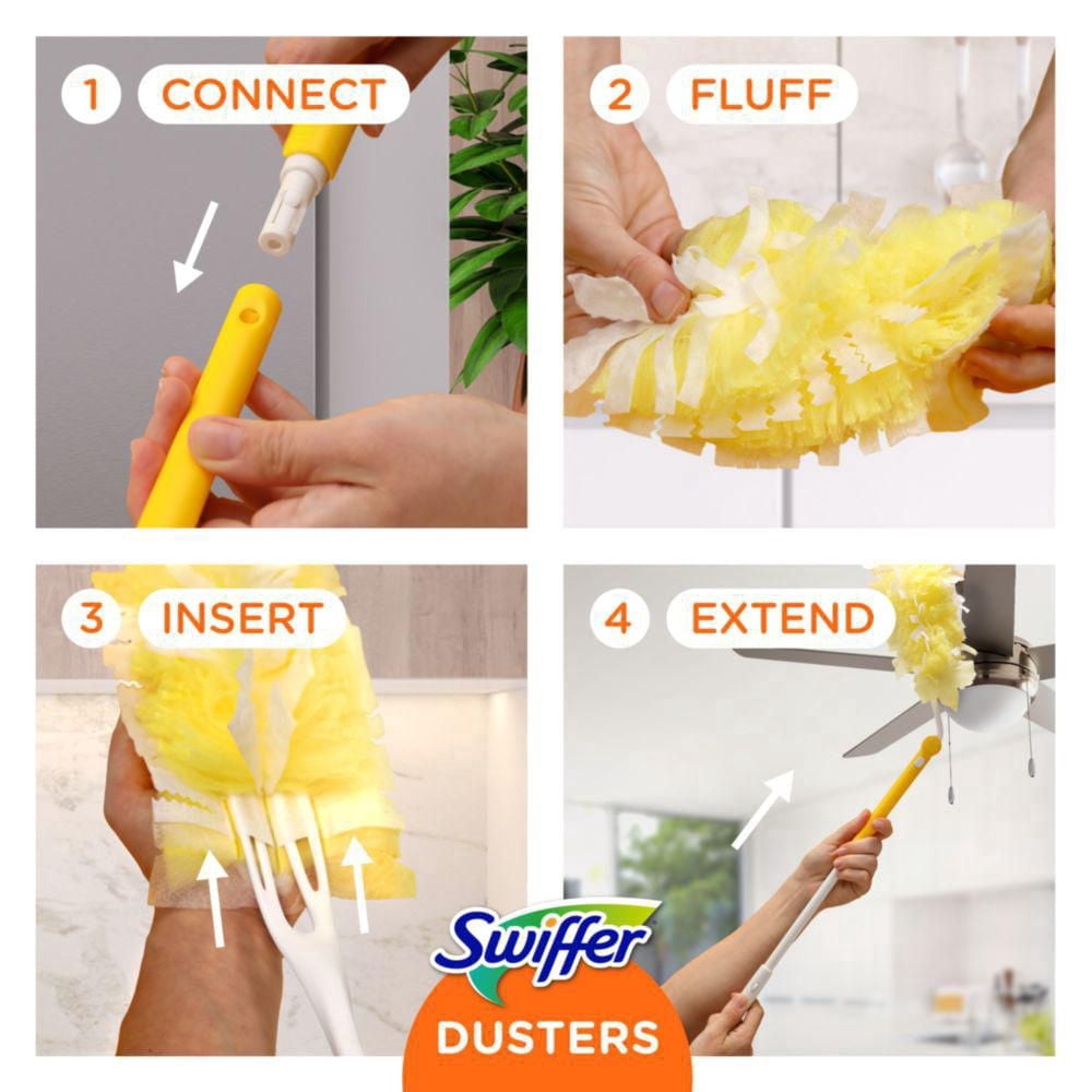 Swiffer Duster Heavy Duty 3 ft Extendable Handle Starter Kit with 2 Refills