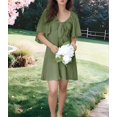thumbnail image 4 of Womens Dresses Spring Summer Deep V Neck Elegant Bow Tie Mini Dress Military Green L, 4 of 8