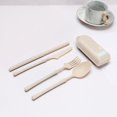thumbnail image 1 of TIMIFIS Tableware Tableware Travel Utensil Set with Case, Whea-T Straw Reusable Spoon Straw Forks Tableware, Portable Cutlery Travel Picnic Camping Or Daily Use Kitchen Gadgets, 1 of 7