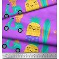 thumbnail image 2 of Soimoi Purple Rayon Crepe Fabric Beech & Fun Party Fabric Prints By Yard 46 Inch Wide, 2 of 5