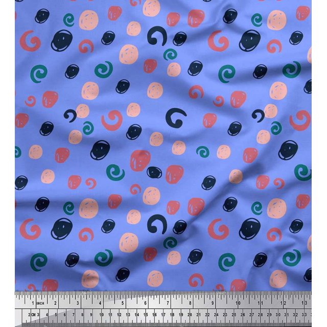 Soimoi Silk Fabric Brush Stroke Abstract Print Fabric by The Yard 42 Inch Wide