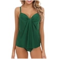 thumbnail image 2 of UPPADA Women Tankini Swimsuits Set Two Piece Tummy Control Bathing Suit Racerback Flowy Swimwear Swim Dress with Bra Skirted Bathing Suit Modest Swimwear with Shorts Clearance on Sale Green,XXL, 2 of 5