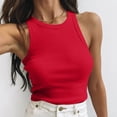 thumbnail image 2 of Yuyuzo Camisole Courte pour Femmes Décontractée Basique Sans Manches à Col Rond en Tricot Côtelé Ajustée Hauts de Sortie, 2 of 7