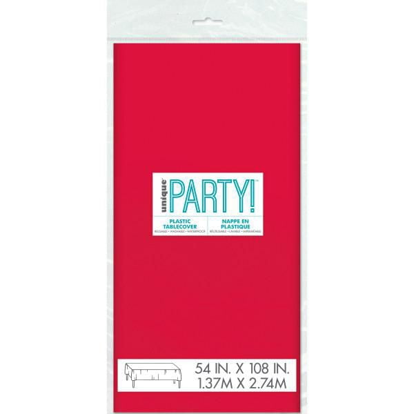Ruby Red Rectangular Plastic Table Cover, 54" x 108"