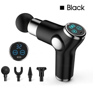 Pour pistolet de massage 5 Têtes noires LCD Massager de percussion Muscle Relaxing Thérapie Tissu CA