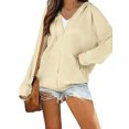 thumbnail image 3 of Veste à Capuche Décontractée à Manches Longues pour Femmes Zippée d'Une Couleur Unie avec Poches Sweat-Shirt d'Automne, 3 of 6