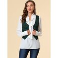 thumbnail image 3 of INSPIRE CHIC Veste Sans Manches à Carreaux Extensible Asymétrique pour Femme à Col en V, Taille Cintrée, à Boutons, 3 of 6