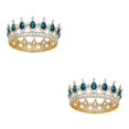 thumbnail image 4 of ZheElen Alloy Durable And Non-deforming Rhinestone For Wedding Or Cosplay Family Wedding Hair Crown Gold  + lake blue 2Set, 4 of 6