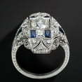 thumbnail image 3 of XZNGL Ring Light Exaggerated Light Luxury Ladies Topaz Sapphire Ring Pattern Hollow Ring, 3 of 6