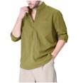 thumbnail image 1 of RXIRUCGD Mode Homme Uni Col Rabattu Demi-Cardigan Haut Décontracté Chemise Hauts à Boutons, Vert, Taille : 3TG, 1 of 3