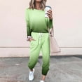 thumbnail image 3 of Mrat Cute Two Piece Outfits for Women 2 Piece Jogging Sets Gradient Polyester Long Sleeve Sweatsuits Sets Two Piece Track Suits Drawstring High Waist Pants Set Comfy Outfits R-Green 3XL, 3 of 5