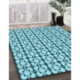 thumbnail image 3 of Ahgly Company Machine Washable Indoor Round Transitional Tron Blue Area Rugs, 3' Round, 3 of 7