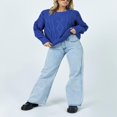thumbnail image 3 of Pull-Over Surdimensionné pour Femmes Automne Col Rond Manches Longues Pull Tricoté Épais Blouse Haut, 3 of 7