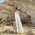 thumbnail image 4 of HKEJIAOI Robe Fleurie pour Femmes Robe d'Anniversaire Mode pour Femmes Bohème Col en V Ample Sans Manches Unie Mi-Mollet Économies Liquidation Blanc, 4 of 9