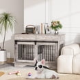 thumbnail image 4 of BeesClover 47" Dog Furniture Crate, Large Furniture Style Dog Crate w/ 2 Storage Draws & Removable Divider & Triple Door Design for Large/Medium/Small Dogs，Grey, 4 of 9