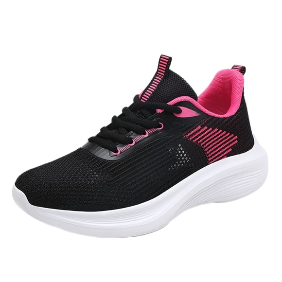 WEAIXIMIUNG Platform Sneakers for Women Black Leather Ladies Shoes Fashion Sneakers Flat Breathable Thin Mesh Running Sneakers