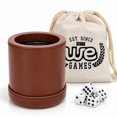 thumbnail image 1 of WE Games Professional Cognac Brown Leather Dice Cup Set - 5 Dice, 1 of 10