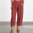 thumbnail image 2 of XZNGL Soft Pajama Pants for Women Casual Solid Color Loose Button Comfortable Straight Pants, 2 of 9