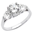 thumbnail image 1 of Bague de Fiançailles Diamantette Ronde en Or Blanc 14k 2ct TGW, 1 of 1